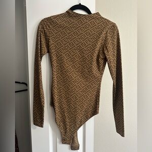 Skims Fendi Brown Long Sleeve Bodysuit
